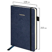  Ежедневник недатированный А5 160л, Brauberg Velvet, резинка, держатель, синий, 116243 
