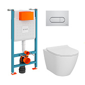 Инсталляция для подвесного унитаза 4в1 Sanibelle (монтажная рама, унитаз фарфор безободковый, сиденье микролифт, кнопка хром глянец) 9878B003-7200 Vitra Инсталляция для подвесного унитаза 4в1 Sanibelle (монтажная рама, унитаз фарфор безободковый, сиденье микролифт, кнопка хром глянец) 9878B003-7200 Vitra