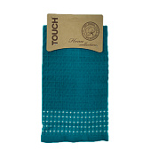  Кухонное полотенце (вафля) 35х55 крупная клетка, голубое 