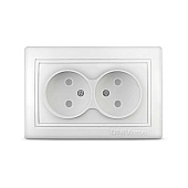 Розетка 2-м защ. шторки б/з бел. (C0048)/UNIVersal Севиль Розетка 2-м защ. шторки б/з бел. (C0048)/UNIVersal Севиль