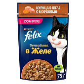 Влажный корм FELIX Sensations ГвЖ Курица, Морковка 75г Влажный корм FELIX Sensations ГвЖ Курица, Морковка 75г