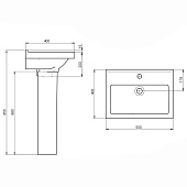  Раковина с пьедесталом Визит 55 