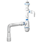 Сифон для мойки Ани 1 1/2"х40 с отвод к стир маш, гофра 40х40/50 С0315