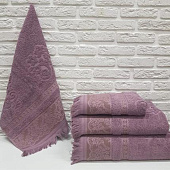  Полотенце махровое Биатрис с бахромой, 70х140 см, фиолетовый 