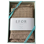 Комплект полотенец вафельных EFOR из 2-х предметов (50х90 и 70х140) WAFFLE коричневый KAHVE коробка