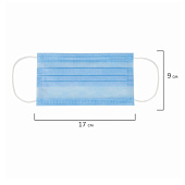  Маски одноразовые SANITERRA 50 штук, 3-х слойные, голубые 