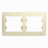 Рамка для розеток и выключателей, 2 поста, цвет бежевый, SE Glossa Рамка для розеток и выключателей, 2 поста, цвет бежевый, SE Glossa