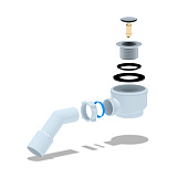 Сифон для душевого поддона Ани клик-клак 1 1/2"х50 для душа поддона , с переход труб 45, 40/50 E415CLS/E411CLS Сифон для душевого поддона Ани клик-клак 1 1/2"х50 для душа поддона , с переход труб 45, 40/50 E415CLS/E411CLS