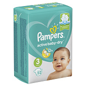  Подгузники PAMPERS Active Baby-Dry Midi (6-10 кг) Упаковка 22 