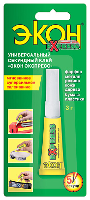 Клей Секундный Экон Экспрес на блист. 3г Клей Секундный Экон Экспрес на блист. 3г