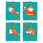 Тетрадь 48л. А5, скрепка, клетка, обложка пластик, Кошачья жизнь, 14157/4 Тетрадь 48л. А5, скрепка, клетка, обложка пластик, Кошачья жизнь, 14157/4