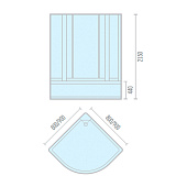  Душевая кабина 90х90х215 1/4 круга глубокий поддон стекло 4мм тонированное 8401 ODA 