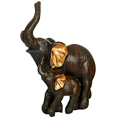 Фигурка полистоун «Слон африканский со слонёнком», коричневый золотые ушки, 12.5?9.5?5 см 2600597 