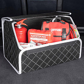 Бокс-органайзер в багажник SKYWAY EXPENSIV 49х30х30см Алькантара Черный, строчка белая Бокс-органайзер в багажник SKYWAY EXPENSIV 49х30х30см Алькантара Черный, строчка белая