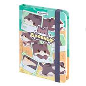 Блокнот А6 BRAUBERG, 96л, с резинкой, в клетку, кросс-серия, милые коты, 116991 Блокнот А6 BRAUBERG, 96л, с резинкой, в клетку, кросс-серия, милые коты, 116991