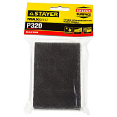 Губка шлифовальная STAYER MASTER четырехсторонняя водостойкая, Р320, 100x68x26 мм
