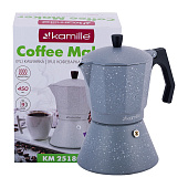 Кофеварка гейзерная 450мл (9 порций) из алюминия 2518GR Кофеварка гейзерная 450мл (9 порций) из алюминия 2518GR