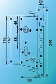 Замок для китайск.дверей ML68/60 CP хром MSM Замок для китайск.дверей ML68/60 CP хром MSM