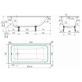  Ванна чугунная Оптима 150х70х39 без ножек Универсал 