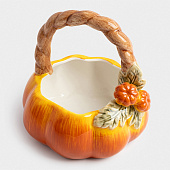  Конфетница Bright pumpkin 21х21 см,оранжево-зеленая, Тыква  ANLAF-FDWS-031224-12 