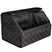  Бокс-органайзер в багажник SKYWAY EXPENSIV 49х30х30см Алькантара Черный, строчка красная 