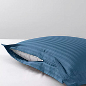 Комплект постельного белья Mariya DeLuxe, евро, сатин-страйп, наволочки 50х70 см, синий Комплект постельного белья Mariya DeLuxe, евро, сатин-страйп, наволочки 50х70 см, синий