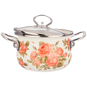 Кастрюля Agness 2.0л эмалированная, "Корейская роза" 915-136 Кастрюля Agness 2.0л эмалированная, "Корейская роза" 915-136