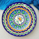  Тарелка Риштанская Керамика "Узоры", синяя, 20 см 2741458 