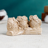  Фигура Три совы на жердочке, коричневая, 10х6х5 см, 9903216 