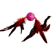  Игрушка Wogy для кошек Шар, d=4,7 см, с колокольчиком и перьями 2 шт l=19 см подвижные, микс, арт. 2024-0884 Код 273225 