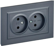 Розетка двойная встраиваемая без заземления, цвет маренго, IEK BRITE Розетка двойная встраиваемая без заземления, цвет маренго, IEK BRITE