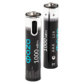 Аккумулятор AAA-1000мАч(2шт) зарядка от Type-C шнур в комплекте USB ФАZА Аккумулятор AAA-1000мАч(2шт) зарядка от Type-C шнур в комплекте USB ФАZА