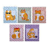 Тетрадь 48л. А5. Коты, клетка, обложка мелованный картон, блок офсет, микс, 4845977 Тетрадь 48л. А5. Коты, клетка, обложка мелованный картон, блок офсет, микс, 4845977