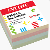 Блок для записей deVENTE, 76х76 мм, 400 л, с клеевым краем, 4 цвета, пастель, 2010341