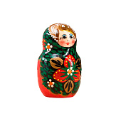  Матрёшка дерево «Хохлома», чёрный платок, красное платье, 5 кукольная, 10 см 