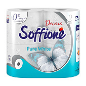  Туалетная бумага SOFFIONE Decoro Pure White 4шт 2-х слойная белая 