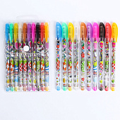  Набор гелевых ручек 10 цветов металлик, корпус с рисунком в блистере на кнопке 893044 