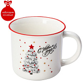 Кружка фарфоровая Доляна «Ёлочка, гори!», 380 мл, белый 9606788 Кружка фарфоровая Доляна «Ёлочка, гори!», 380 мл, белый 9606788