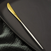 Нож столовый "Фолк" 22 см цвет золото, серебряная ручка 7892827 Нож столовый "Фолк" 22 см цвет золото, серебряная ручка 7892827