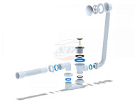 Сифон для ванны Ани с вып, перел клик-клак 1 1/2" 40х40/50 ЕC055 Сифон для ванны Ани с вып, перел клик-клак 1 1/2" 40х40/50 ЕC055