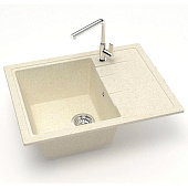 Мойка кварцевая прямоугольная с крылом бежевая матовая 575x470х200 150/Q2 Agata Мойка кварцевая прямоугольная с крылом бежевая матовая 575x470х200 150/Q2 Agata
