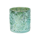 Декоративный стеклянный подсвечник, Д85 Ш85 В100, голубой Декоративный стеклянный подсвечник, Д85 Ш85 В100, голубой