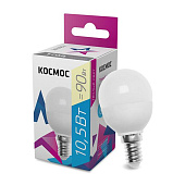  Лампа LED 10.5Вт Е14, шар, 3000К теплый КОСМОС 