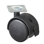 Ролик двойной на площ.со стоп. 50мм (черный/черный 1 шт)(40кг) Ролик двойной на площ.со стоп. 50мм (черный/черный 1 шт)(40кг)