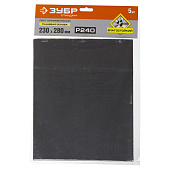  Шлифлист 230х280мм, Р240, 5шт, ткан.основа, ЗУБР 