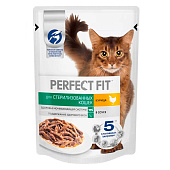 Влажный корм Perfect Fit для стерилизованных кошек с курицей 75г