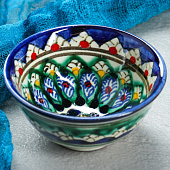  Пиала Риштанская керамика "Цветы", 8,5 см, малая коньячная, микс 2410831 