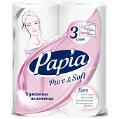 Бумажные полотенца Hayat Papia PURE&SOFT 2 рулона 3 слоя Арт.5078423 (ф14)