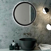 Зеркало с LED подсветкой Planet black Led d600 с бесконтактным сенсором Континент