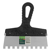 Шпатель зубчатый 200мм, зуб 10х10мм, пластмассовая ручка, нержавеющая сталь Шпатель зубчатый 200мм, зуб 10х10мм, пластмассовая ручка, нержавеющая сталь